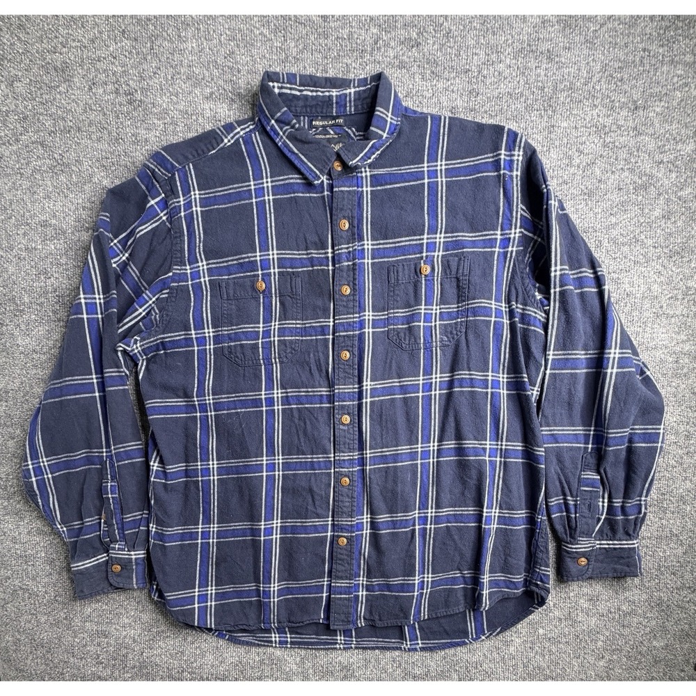 Old‎ Navy Vintage Flannels Men's Button Down XXL Regular Fit Blue Plaid